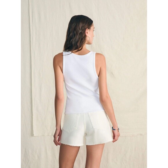 Faherty Sunwashed Rib Tank White Women’s XL Classic Clean Girl Preppy Quality - Picture 7 of 12